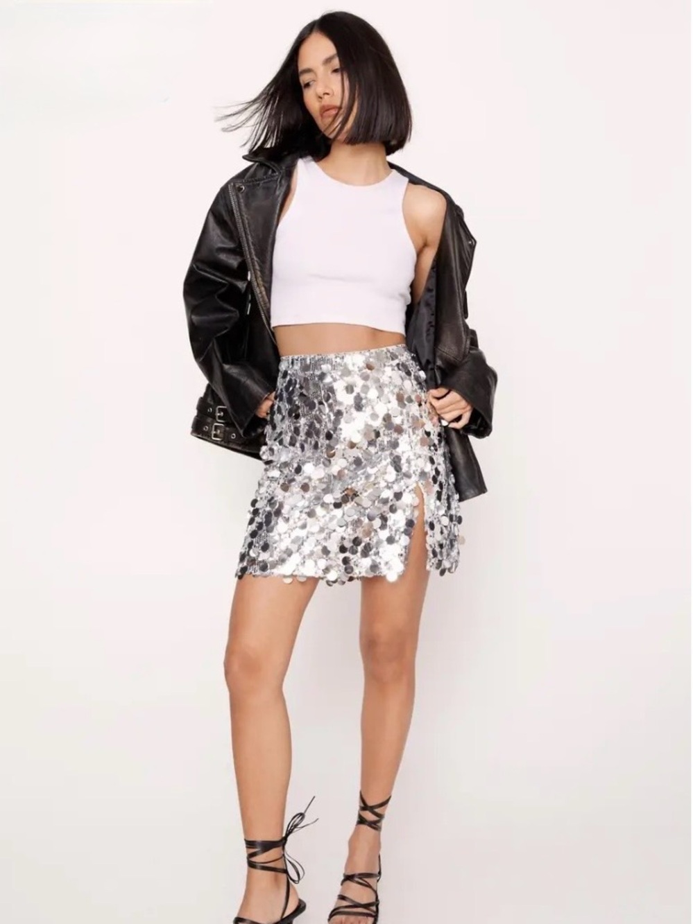 NWT Nasty Gal Sequin Split Mini Skirt - Size 12